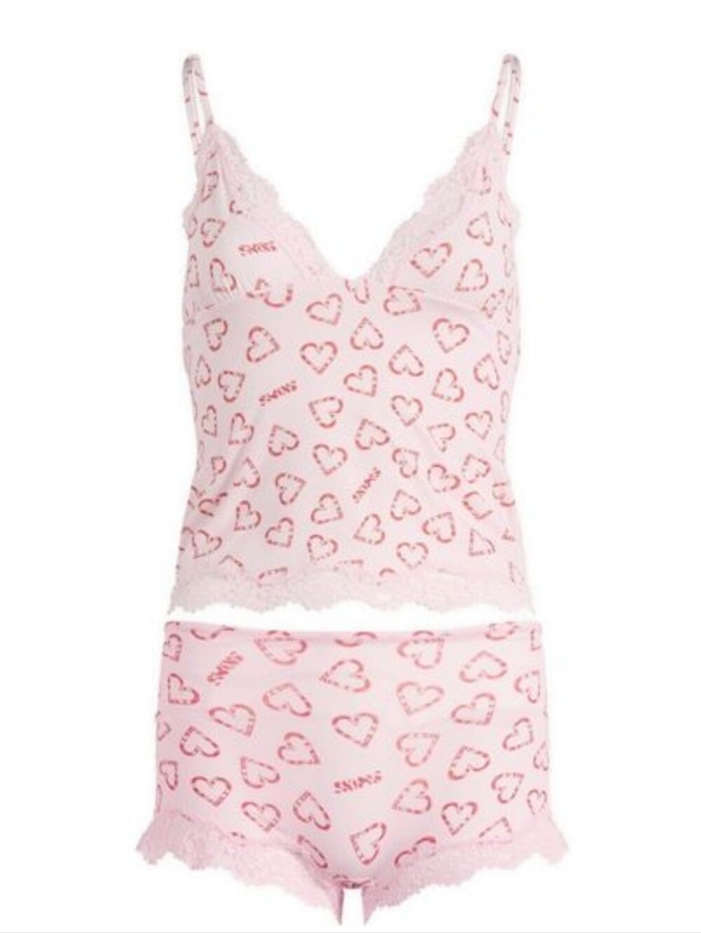 Skims Pink Fits Everybody Lace Cami & Boyshort Set M